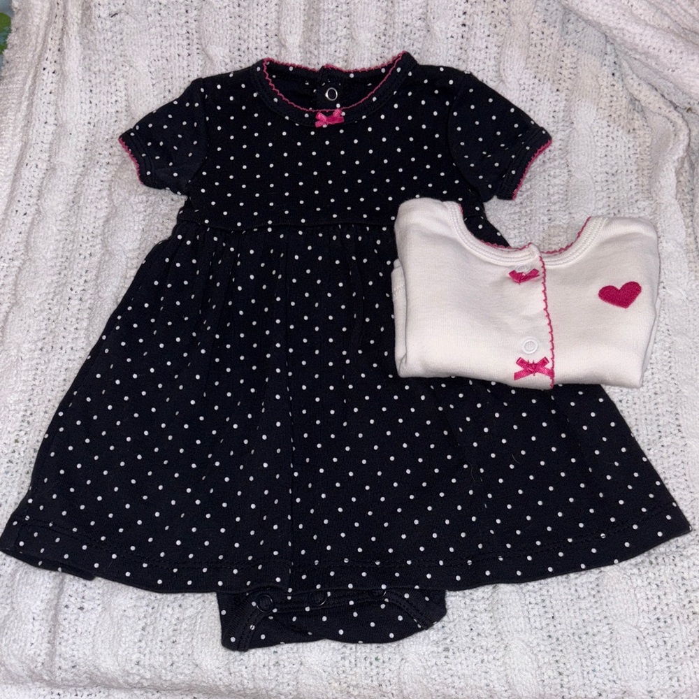 Carter's Baby 2-Piece Polkadot Bodysuit Dress & Cardigan - Picture 3 of 7